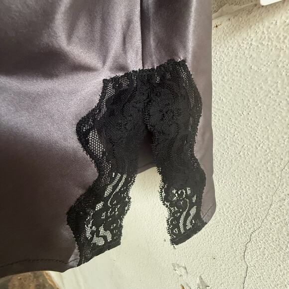 100% Silk Lace Trim Black Tank Top Coquette Lingerie Style Size 2 - Picture 2 of 7